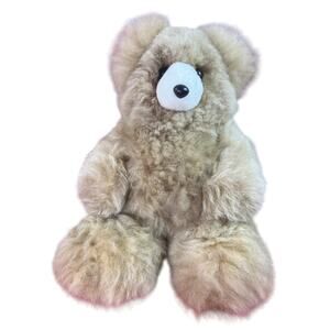 Handmade Teddy Bear from Peru – 100% Baby Alpaca Fur – Light Beige – Soft & Cudd